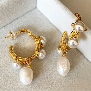 New!! French Baroque fresh water pearl earrings